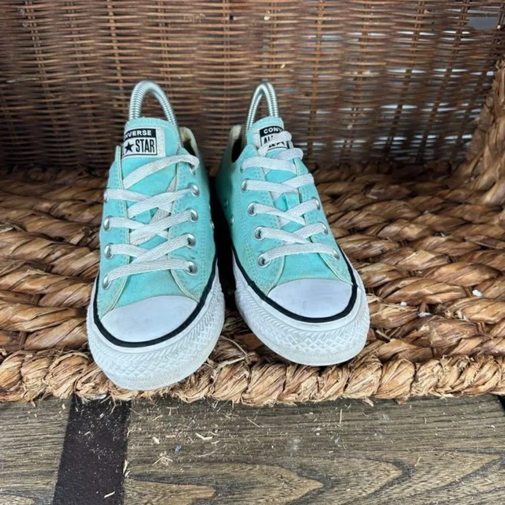 Converse Sz 6 Women's Teal Low Top Lace‎ Up Sneakers
